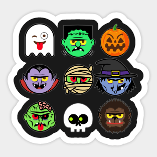 MONSTER FACES Halloween Emoji Shirt Skeleton Dracula Costume Sticker